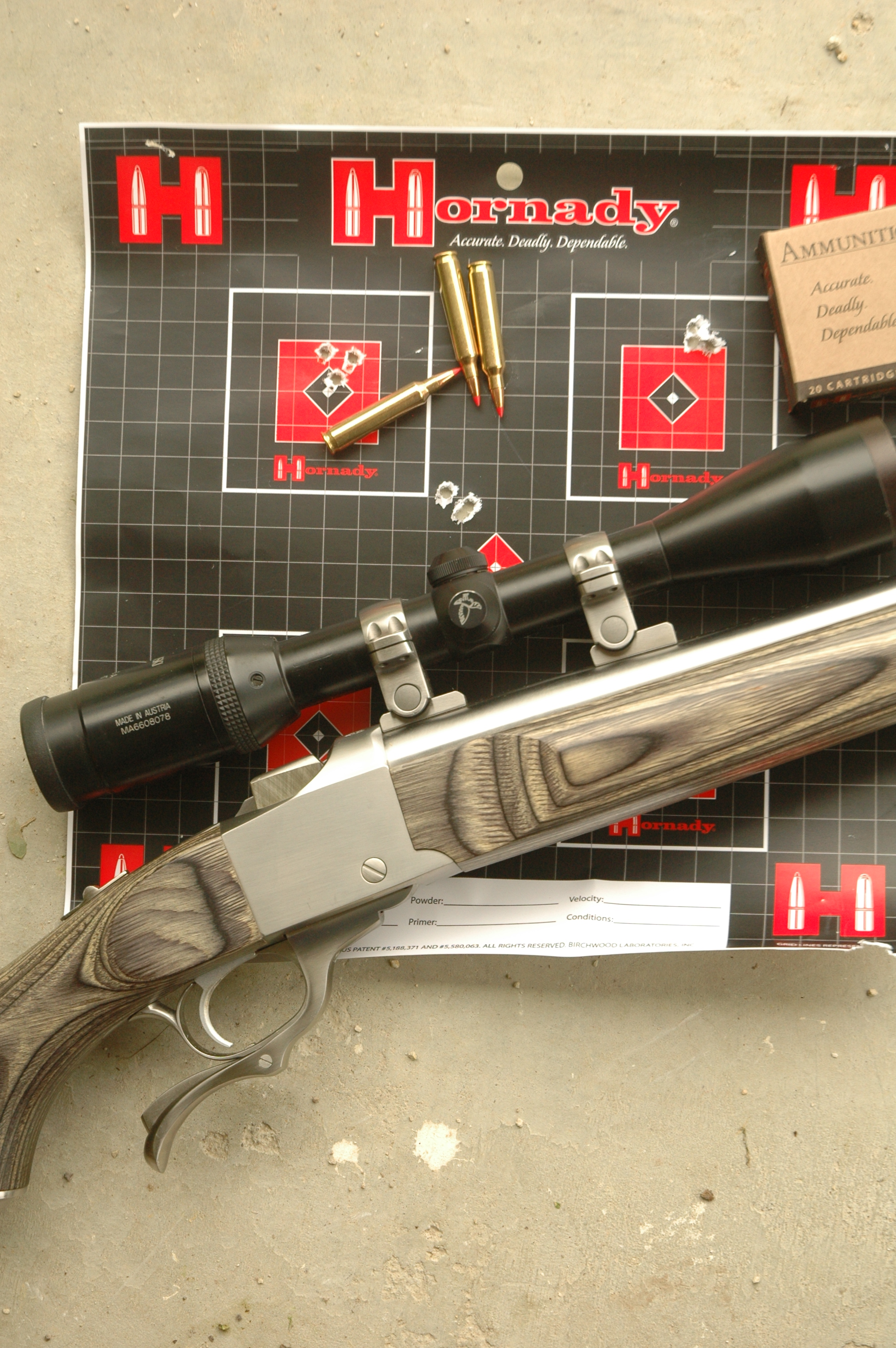 The Ruger No. 1 isn’t known for tack-driving accuracy, but heavy-barreled models are often surprising. This is Boddington’s favorite varmint rifle, a stainless-and-laminate No. 1 in .204, a genuine half-MOA rifle.